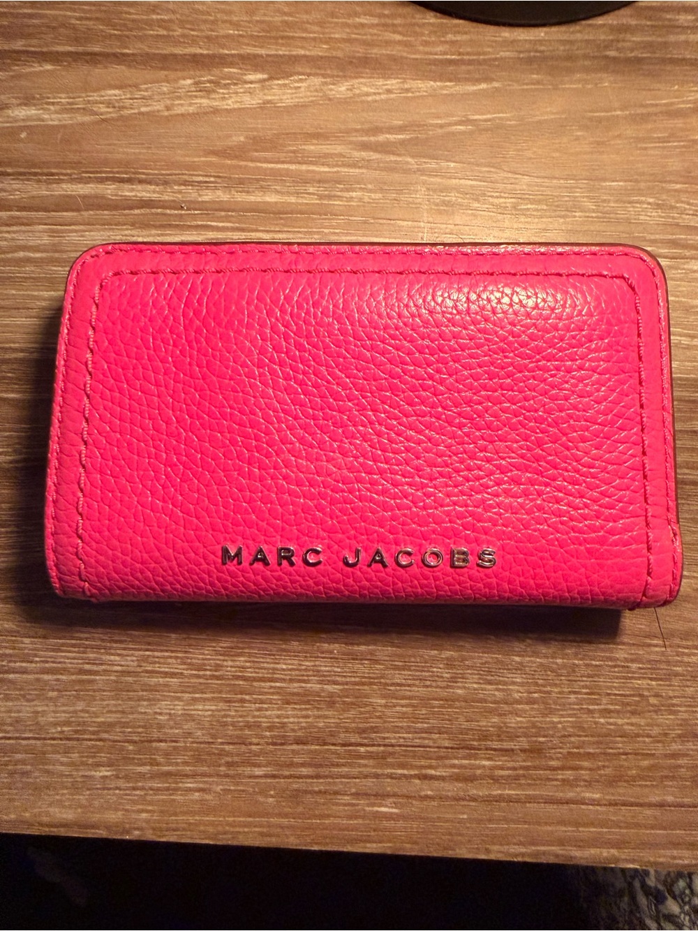 Marc Jacobs Bright Pink Pebbled Leather Zip Card Case
